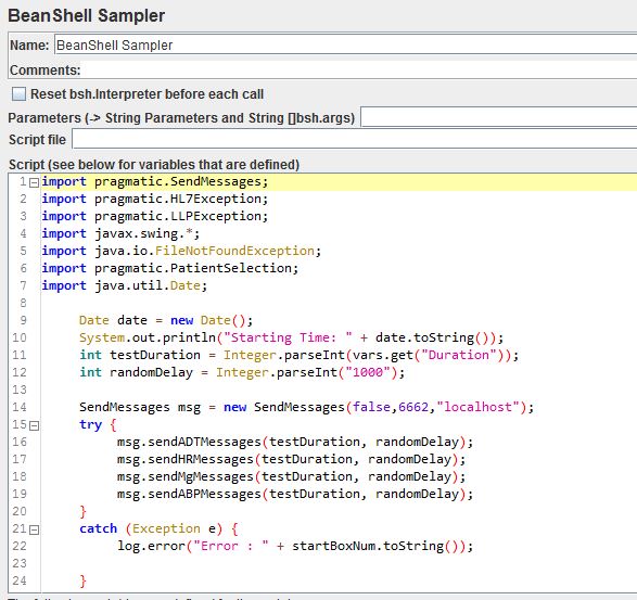 BeanShell script with hl7 sending